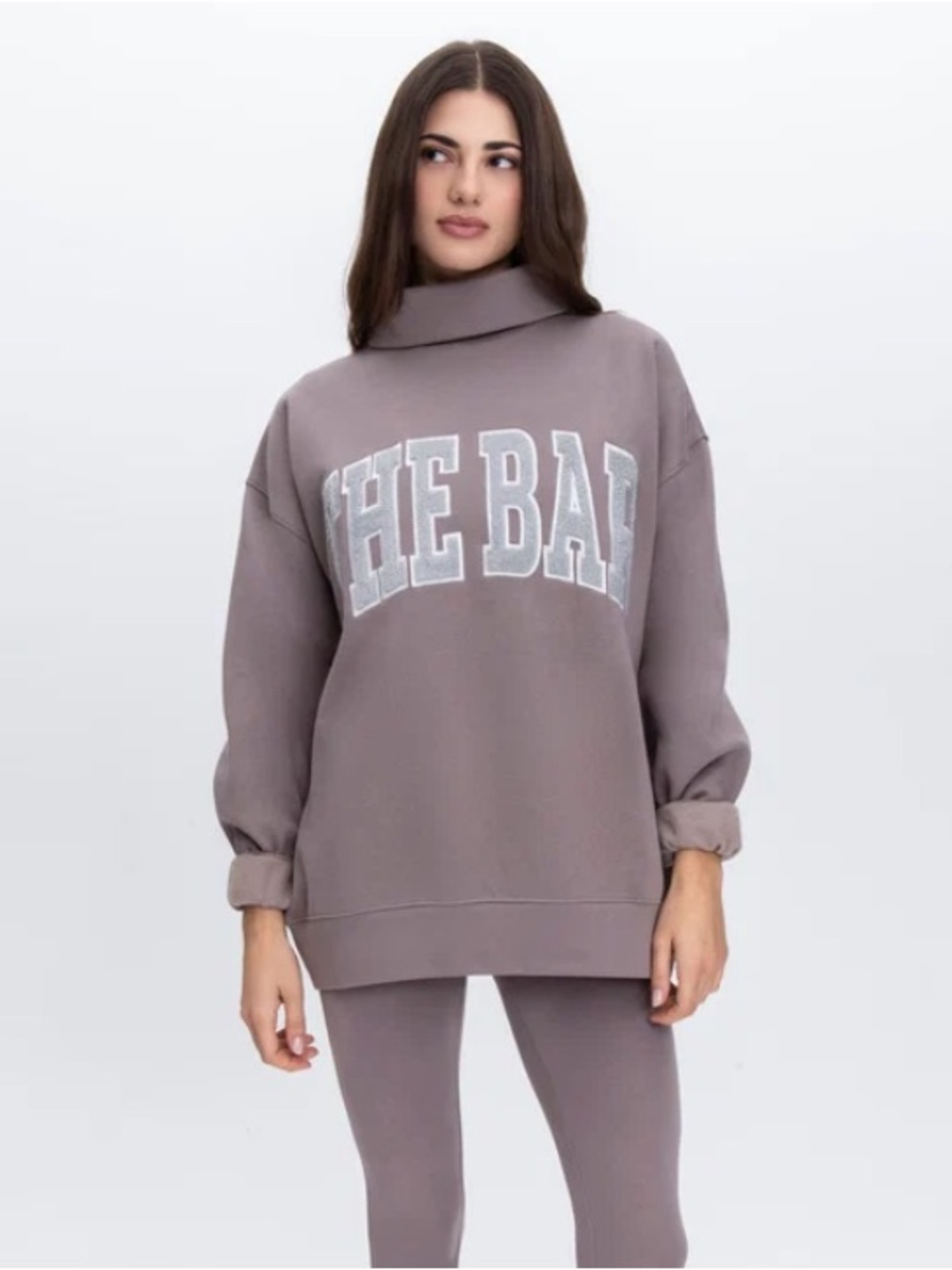 The Bar Mockneck Sweatshirt with White Chenille Logo